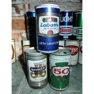3 empty Labatt's cans